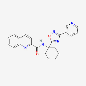 molecular formula C23H21N5O2 B2756935 N-[1-(3-pyridin-3-yl-1,2,4-oxadiazol-5-yl)cyclohexyl]quinoline-2-carboxamide CAS No. 1396795-08-6