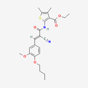 molecular formula C24H28N2O5S B2756938 ethyl 2-[[(E)-3-(4-butoxy-3-methoxyphenyl)-2-cyanoprop-2-enoyl]amino]-4,5-dimethylthiophene-3-carboxylate CAS No. 380434-35-5