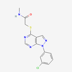 molecular formula C14H12ClN5OS B2756939 2-[1-(3-氯苯基)吡唑并[3,4-d]嘧啶-4-基]硫代基-N-甲基乙酰胺 CAS No. 893922-56-0