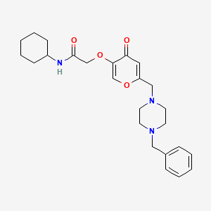 molecular formula C25H33N3O4 B2756951 2-((6-((4-苄基哌嗪-1-基)甲基)-4-氧代-4H-吡喃-3-基)氧基)-N-环己基乙酰胺 CAS No. 898417-70-4