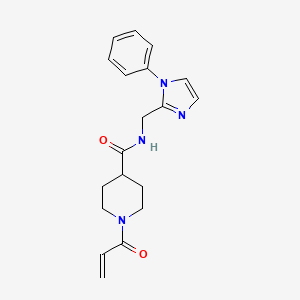 molecular formula C19H22N4O2 B2756956 N-[(1-Phenylimidazol-2-yl)methyl]-1-prop-2-enoylpiperidine-4-carboxamide CAS No. 2361894-27-9