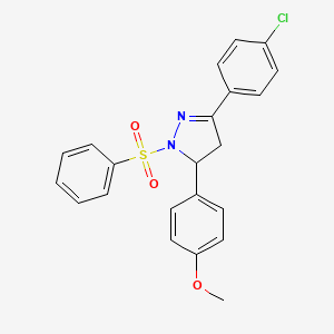 molecular formula C22H19ClN2O3S B2756957 3-(4-chlorophenyl)-5-(4-methoxyphenyl)-1-(phenylsulfonyl)-4,5-dihydro-1H-pyrazole CAS No. 126571-67-3