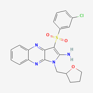 molecular formula C21H19ClN4O3S B2756964 3-((3-chlorophenyl)sulfonyl)-1-((tetrahydrofuran-2-yl)methyl)-1H-pyrrolo[2,3-b]quinoxalin-2-amine CAS No. 845804-69-5