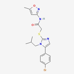 molecular formula C19H21BrN4O2S B2756970 2-((5-(4-bromophenyl)-1-isobutyl-1H-imidazol-2-yl)thio)-N-(5-methylisoxazol-3-yl)acetamide CAS No. 1207021-21-3