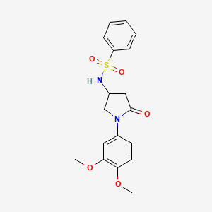 N-(1-(3,4-dimethoxyphenyl)-5-oxopyrrolidin-3-yl)benzenesulfonamide