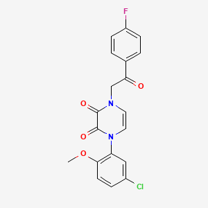 molecular formula C19H14ClFN2O4 B2756981 1-(5-Chloro-2-methoxyphenyl)-4-[2-(4-fluorophenyl)-2-oxoethyl]pyrazine-2,3-dione CAS No. 898409-30-8
