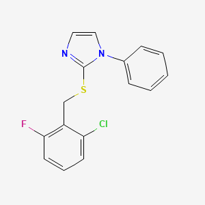 molecular formula C16H12ClFN2S B2756983 2-[(2-chloro-6-fluorobenzyl)sulfanyl]-1-phenyl-1H-imidazole CAS No. 478046-19-4