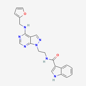 molecular formula C21H19N7O2 B2756992 N-(2-(4-((furan-2-ylmethyl)amino)-1H-pyrazolo[3,4-d]pyrimidin-1-yl)ethyl)-1H-indole-3-carboxamide CAS No. 1209591-26-3