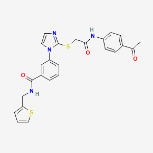3-(2-((2-((4-acetylphenyl)amino)-2-oxoethyl)thio)-1H-imidazol-1-yl)-N-(thiophen-2-ylmethyl)benzamide