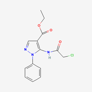 molecular formula C14H14ClN3O3 B2756996 ethyl 5-[(chloroacetyl)amino]-1-phenyl-1H-pyrazole-4-carboxylate CAS No. 84939-74-2