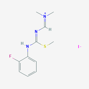 molecular formula C11H15FIN3S B2757003 N-({[(2-fluoroanilino)(methylsulfanyl)methylene]amino}methylene)-N-methylmethanaminium iodide CAS No. 321385-83-5