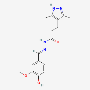 molecular formula C16H20N4O3 B2757006 3-(3,5-dimethyl-1H-pyrazol-4-yl)-N'-(4-hydroxy-3-methoxybenzylidene)propanohydrazide CAS No. 307321-17-1