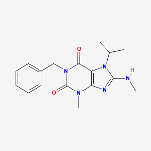 molecular formula C17H21N5O2 B2757009 1-benzyl-7-isopropyl-3-methyl-8-(methylamino)-1H-purine-2,6(3H,7H)-dione CAS No. 1105198-54-6