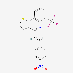 molecular formula C20H13F3N2O2S B2757012 4-[(E)-2-(4-nitrophenyl)ethenyl]-6-(trifluoromethyl)-2,3-dihydrothieno[3,2-c]quinoline CAS No. 865658-40-8