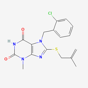 molecular formula C17H17ClN4O2S B2757014 7-(2-chlorobenzyl)-3-methyl-8-((2-methylallyl)thio)-1H-purine-2,6(3H,7H)-dione CAS No. 378203-12-4
