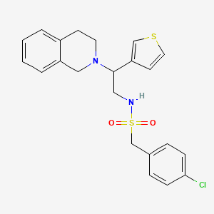 molecular formula C22H23ClN2O2S2 B2757016 1-(4-氯苯基)-N-(2-(3,4-二氢异喹啉-2(1H)-基)-2-(噻吩-3-基)乙基)甲磺酰胺 CAS No. 955768-96-4