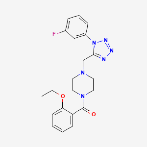 molecular formula C21H23FN6O2 B2757027 (2-ethoxyphenyl)(4-((1-(3-fluorophenyl)-1H-tetrazol-5-yl)methyl)piperazin-1-yl)methanone CAS No. 1021227-02-0