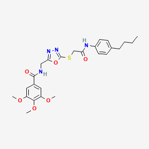 molecular formula C25H30N4O6S B2757031 N-[[5-[2-(4-butylanilino)-2-oxoethyl]sulfanyl-1,3,4-oxadiazol-2-yl]methyl]-3,4,5-trimethoxybenzamide CAS No. 851784-33-3