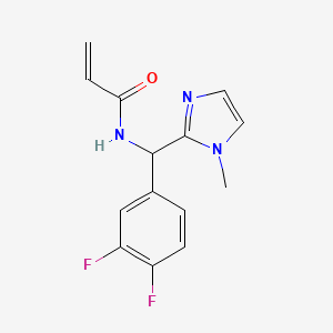 molecular formula C14H13F2N3O B2757033 N-[(3,4-Difluorophenyl)-(1-methylimidazol-2-yl)methyl]prop-2-enamide CAS No. 2361642-36-4