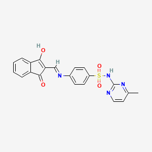 molecular formula C21H16N4O4S B2757038 2-(((4-(((4-Methylpyrimidin-2-YL)amino)sulfonyl)phenyl)amino)methylene)indane-1,3-dione CAS No. 418805-41-1