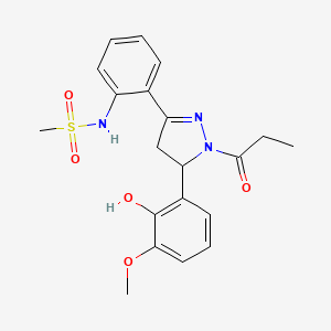 N-{2-[5-(2-hydroxy-3-methoxyphenyl)-1-propanoyl-4,5-dihydro-1H-pyrazol-3-yl]phenyl}methanesulfonamide