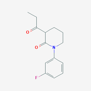 molecular formula C14H16FNO2 B2757058 1-(3-Fluorophenyl)-3-propanoylpiperidin-2-one CAS No. 2241140-48-5