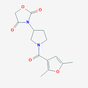 molecular formula C14H16N2O5 B2757075 3-(1-(2,5-二甲基呋喃-3-甲酰)吡咯烷-3-基)噁唑烷-2,4-二酮 CAS No. 2034273-97-5