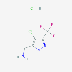 molecular formula C6H8Cl2F3N3 B2757097 (4-氯-1-甲基-3-(三氟甲基)-1H-吡唑-5-基)甲胺盐酸盐 CAS No. 2219419-30-2