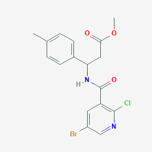 molecular formula C17H16BrClN2O3 B2757107 Methyl 3-[(5-bromo-2-chloropyridin-3-yl)formamido]-3-(4-methylphenyl)propanoate CAS No. 1375247-97-4