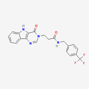 molecular formula C21H17F3N4O2 B2757115 3-(4-oxo-4,5-dihydro-3H-pyrimido[5,4-b]indol-3-yl)-N-(4-(trifluoromethyl)benzyl)propanamide CAS No. 1207044-71-0