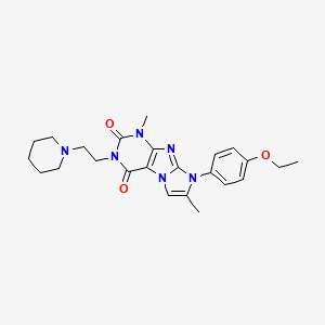 molecular formula C24H30N6O3 B2757123 8-(4-ethoxyphenyl)-1,7-dimethyl-3-(2-(piperidin-1-yl)ethyl)-1H-imidazo[2,1-f]purine-2,4(3H,8H)-dione CAS No. 899393-30-7