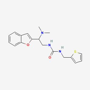 molecular formula C18H21N3O2S B2757125 1-(2-(Benzofuran-2-yl)-2-(dimethylamino)ethyl)-3-(thiophen-2-ylmethyl)urea CAS No. 2034466-92-5