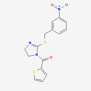 (2-((3-nitrobenzyl)thio)-4,5-dihydro-1H-imidazol-1-yl)(thiophen-2-yl)methanone