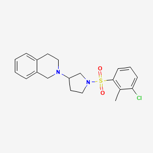 molecular formula C20H23ClN2O2S B2757127 2-(1-((3-Chloro-2-methylphenyl)sulfonyl)pyrrolidin-3-yl)-1,2,3,4-tetrahydroisoquinoline CAS No. 2034291-63-7