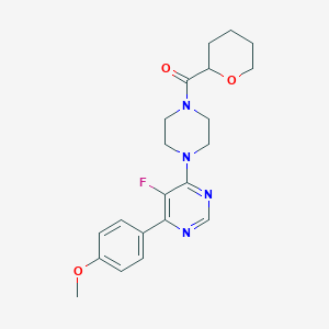 [4-[5-Fluoro-6-(4-methoxyphenyl)pyrimidin-4-yl]piperazin-1-yl]-(oxan-2-yl)methanone