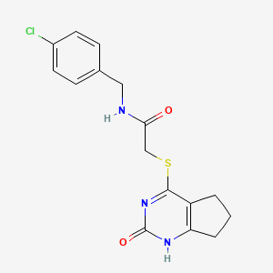 N-[(4-chlorophenyl)methyl]-2-[(2-oxo-1,5,6,7-tetrahydrocyclopenta[d]pyrimidin-4-yl)sulfanyl]acetamide