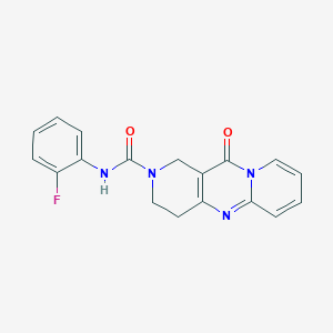 molecular formula C18H15FN4O2 B2757132 N-(2-fluorophenyl)-11-oxo-3,4-dihydro-1H-dipyrido[1,2-a:4',3'-d]pyrimidine-2(11H)-carboxamide CAS No. 2034530-63-5