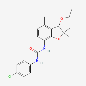 molecular formula C20H23ClN2O3 B2757140 N-(4-chlorophenyl)-N'-(3-ethoxy-2,2,4-trimethyl-2,3-dihydro-1-benzofuran-7-yl)urea CAS No. 866153-45-9