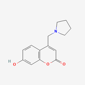 molecular formula C14H15NO3 B2757147 7-hydroxy-4-(pyrrolidin-1-ylmethyl)-2H-chromen-2-one CAS No. 1353878-28-0