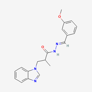 molecular formula C19H20N4O2 B2757169 (E)-3-(1H-benzo[d]imidazol-1-yl)-N'-(3-methoxybenzylidene)-2-methylpropanehydrazide CAS No. 518018-87-6