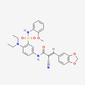 (E)-3-(1,3-benzodioxol-5-yl)-2-cyano-N-[4-(diethylamino)-3-[(2-methoxyphenyl)sulfamoyl]phenyl]prop-2-enamide