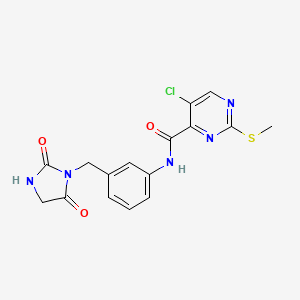 5-chloro-N-{3-[(2,5-dioxoimidazolidin-1-yl)methyl]phenyl}-2-(methylsulfanyl)pyrimidine-4-carboxamide