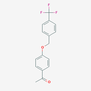 molecular formula C16H13F3O2 B275720 1-(4-{[4-(Trifluoromethyl)benzyl]oxy}phenyl)ethanone 