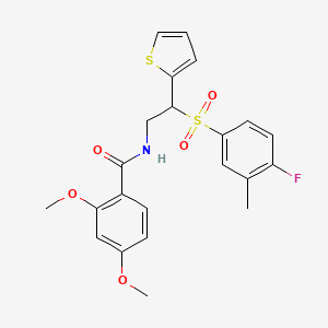 N-(2-((4-fluoro-3-methylphenyl)sulfonyl)-2-(thiophen-2-yl)ethyl)-2,4-dimethoxybenzamide