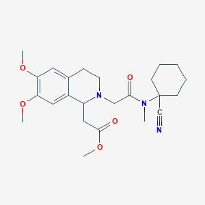 molecular formula C24H33N3O5 B2757206 methyl 2-[2-[2-[(1-cyanocyclohexyl)-methylamino]-2-oxoethyl]-6,7-dimethoxy-3,4-dihydro-1H-isoquinolin-1-yl]acetate CAS No. 1333914-88-7
