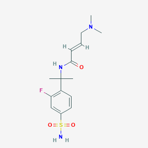 molecular formula C15H22FN3O3S B2757221 (E)-4-(Dimethylamino)-N-[2-(2-fluoro-4-sulfamoylphenyl)propan-2-yl]but-2-enamide CAS No. 2411338-33-3