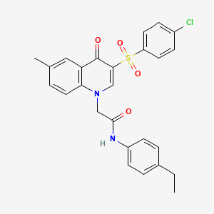 2-[3-(4-chlorophenyl)sulfonyl-6-methyl-4-oxoquinolin-1-yl]-N-(4-ethylphenyl)acetamide