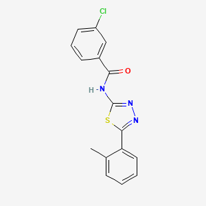 molecular formula C16H12ClN3OS B2757227 3-chloro-N-[5-(2-methylphenyl)-1,3,4-thiadiazol-2-yl]benzamide CAS No. 380876-09-5