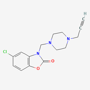 molecular formula C15H16ClN3O2 B2757234 5-Chloro-3-{[4-(prop-2-yn-1-yl)piperazin-1-yl]methyl}-2,3-dihydro-1,3-benzoxazol-2-one CAS No. 1197914-24-1