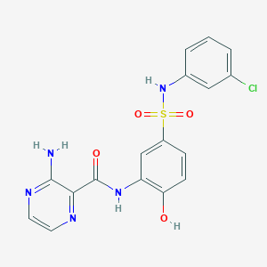 molecular formula C17H14ClN5O4S B2757242 3-氨基-N-{5-[(3-氯苯基)磺酰氨基]-2-羟基苯基}吡嘧啶-2-甲酰胺 CAS No. 1030798-48-1